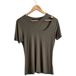 Rock & Republic Ribbed Cutout Short Sleeve Top